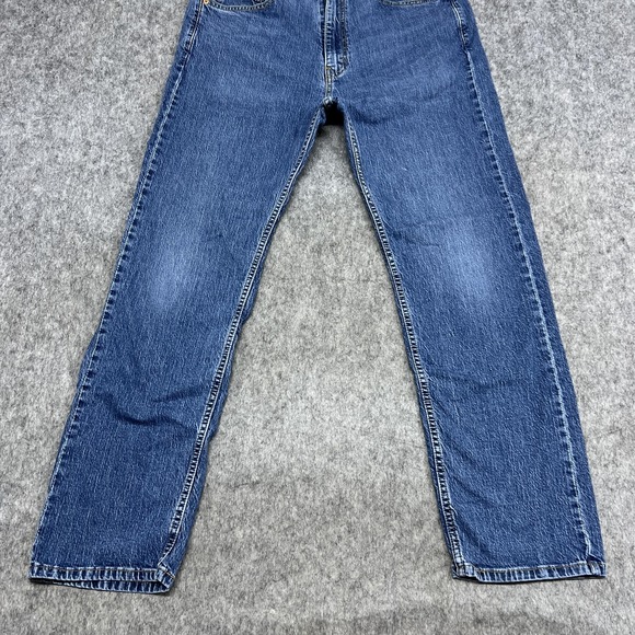Levis 505 Jeans Mens 36x32 Blue Regular Straight Stretch Denim Pants Actual35x30 - Picture 6 of 16